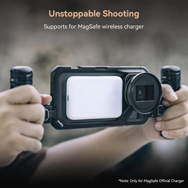 SMALLRIG Dual Handheld Phone Cage Kit for iPhone 15 Pro Max, Mobile Video Rig Cage Kit with Wireless Quick Release Dual Handles for Video Recording/YouTube/Live Streaming/Vlog - Image 5